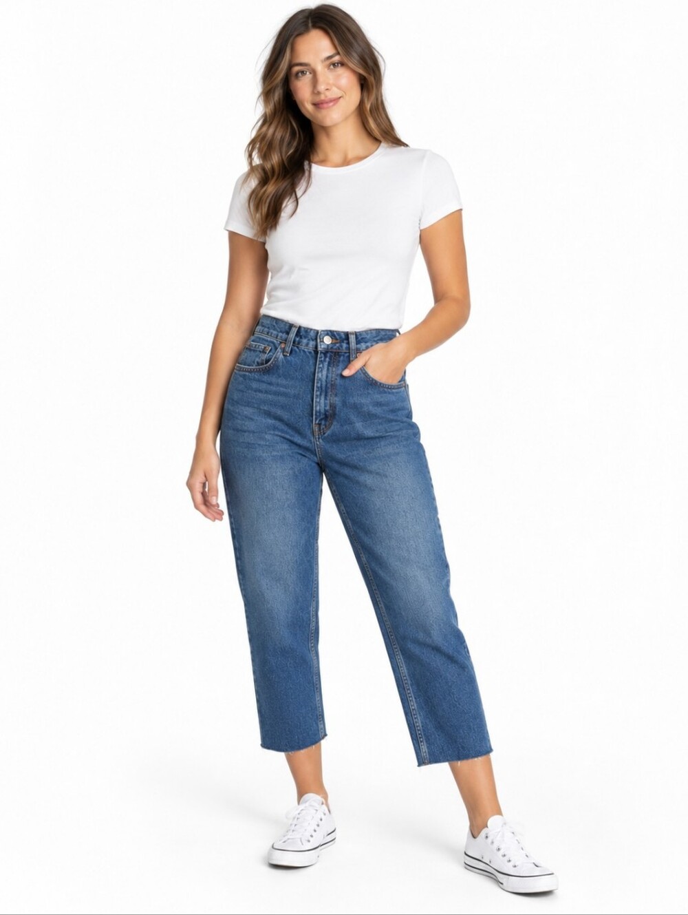 Free People We The Free High Rise NWOT Crop Mom Jeans 26 Raw Hem 90s Retro